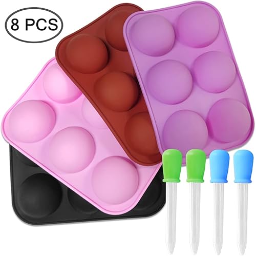 FineGood Lot de 4 moules en silicone en forme de sphère, moules à chocolat demi-sphère pour gâteau en forme de dôme avec compte-gouttes - Nail Gallerys