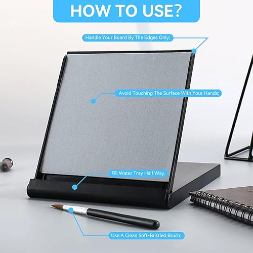 Planche a Dessin,Mini Artiste de L'eau Planche à Dessin Ensemble Pinceau à Eau Stylo Réutilisable Sans Encre Mini Zen Bouddha Tableau de Peinture pour Artistes Dessin Relaxation Méditation Croquis - Nail Gallerys