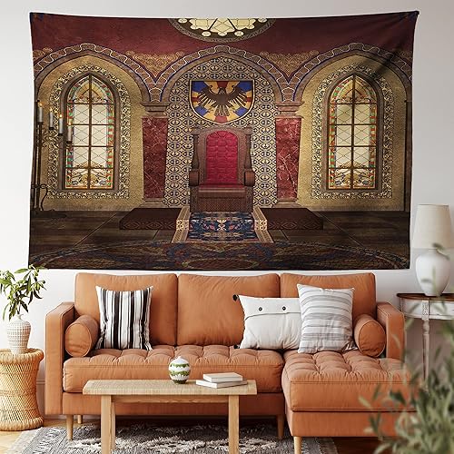 ABAKUHAUS Gothique Tapisserie, Palais médiéval, Insalissable, 230 x 140 cm, Brown Ruby - Nail Gallerys