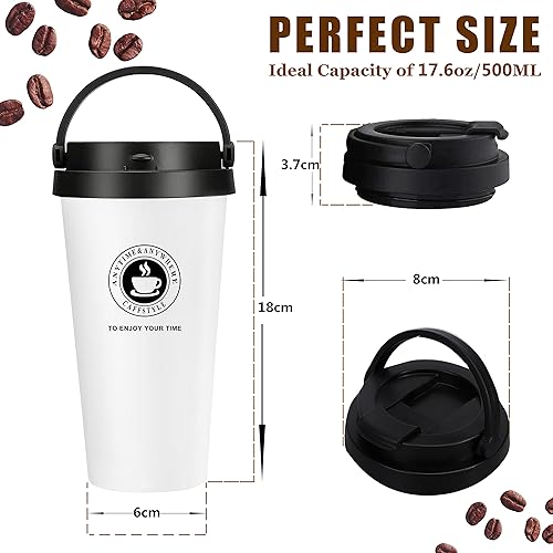 Mug Isotherme, 500ml Tasse Isotherme avec Couvercle à Emporter, Mug Cafe Chaud de Voyage sans BPA Acier Inoxydable Etanche, Mug Thermo avec Poignée pour Thé, Café et Boissons (Rosé) - Nail Gallerys