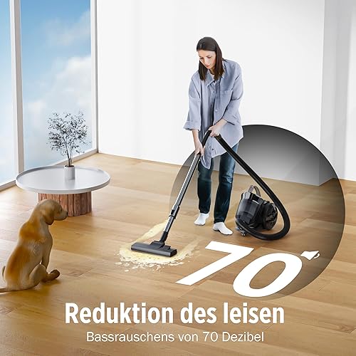 Tisoutec Aspirateur sans sac - 1600 W - 70 dB - Filtre HEPA - Buse de sol pour parquet, tapis, carrelage, puissant - Avec câble de 5 m = 13 m - Rayon d'action 2,2 l - Nail Gallerys