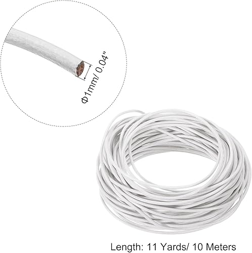 QUARKZMAN 11 Yards 1mm Cordon en Cuir Rond pour Artisanat DIY - Blanc Pure - Nail Gallerys