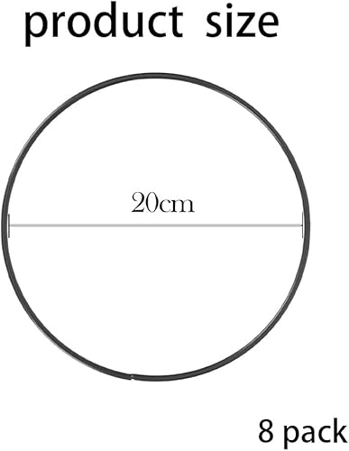 Anneaux en métal Standard pour travaux manuels, Anneau en métal 20 cm, Anneaux en macramé pour Suspendre des Anneaux pour décorations de Table de Mariage, Loisirs créatifs de Noël (Noir, 8 pièces) - Nail Gallerys