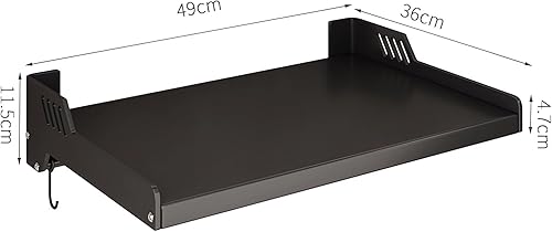 FREEUP Étagère murale pour micro-ondes - En acier inoxydable - Noir - Avec 6 crochets - Montage adhésif ou perçage - Nail Gallerys