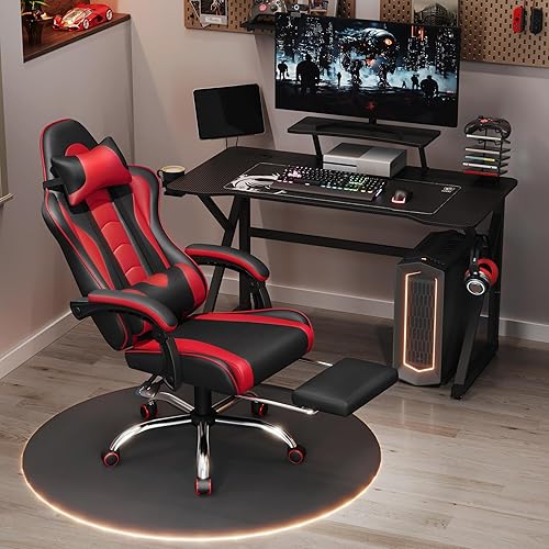 Yaheetech Bureau Gaming 110x70cm Bureau Gamer Bureaux d’étude Ergonomique Table de Jeu pour Ordinateur PC Domicile avec Support de Moniteur Réglable, Porte-gobelet, Support de Poignée, Noir - Nail Gallerys