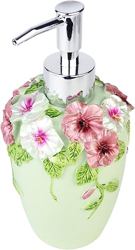 Distributeur de Savon en Forme de Fleur avec décoration Vintage de Luxe – Résine colorée Peinte à la Main pour Salle de Bain, comptoir de Cuisine, Salon de beauté, hôtel (300 ML, Rose) - Nail Gallerys