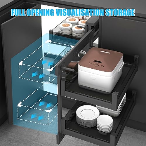 Organisateur D'Armoires à Tiroirs pour Armoire D'Angle Aveugles Rangement Pour Placard De Cuisine avec 4 Paniers & Fermeture Douce Compatible avec Ouverture à Gauche Et à Droite - Nail Gallerys