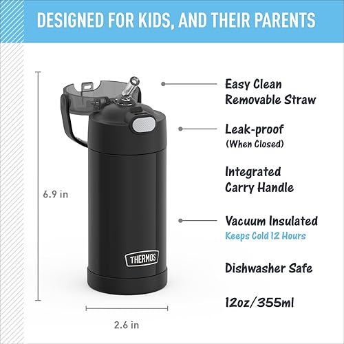 Thermos FUNTAINER Bouteille isotherme en acier inoxydable avec paille pour enfants, 355 ml, motif Pokémon - Nail Gallerys