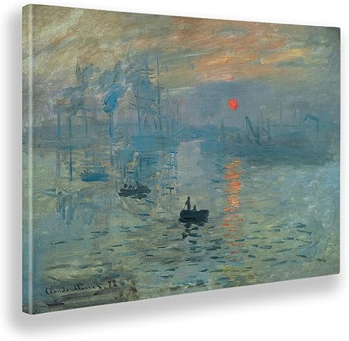 Giallobus - Cadre - Claude Monet - Coucher de Soleil sur la mer - Toile - 140x100 - Prêt à accrocher - Peintures Modernes pour la Maison - Nail Gallerys