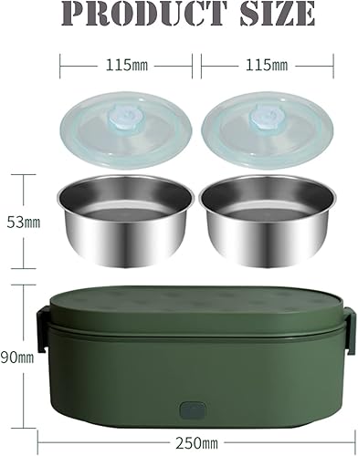 Yeah-hhi Lunch Box Chauffante Électrique USB Boîte À Lunch Portable 27 oz Pour Voiture/Camion/Home/Bureau Avec 2 Acier Inoxydable Amovible Intérieur,Vert,800ml - Nail Gallerys