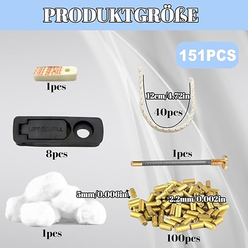 Kit d'accessoires universels pour briquet à essence - Kit de réparation de rechange (100 pierres à feu, 40 mèches, boulons d'éjection à ressort, coton et 8 feutres en caoutchouc) - Nail Gallerys
