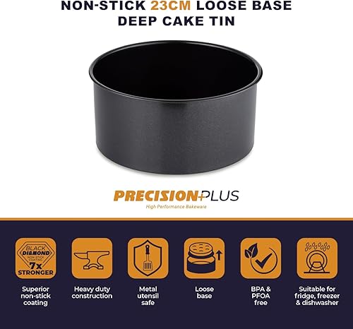 Tower T943021HG36 Moule à gâteau profond en acier aluminisé avec revêtement anti-adhésif Noir - Nail Gallerys