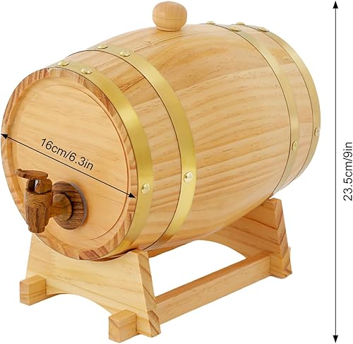 Wulimasun Tonneau en Bois,Fût en Bois Massif avec Robinet Fût à Whisky Seau de Jardin Seau à Vin avec Support Tonneau à vin en Chêne,pour Stockage,Spiritueux,Whisky,Rhum (5L) - Nail Gallerys