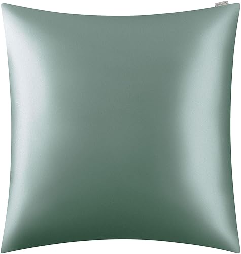 DISANGNI Taie d'oreiller 100 % soie de mûrier naturelle pour les cheveux et la peau avec fermeture éclair dissimulée, 22 mommes, taie d'oreiller en soie véritable des deux côtés Vert clair 65 x 65 cm - Nail Gallerys