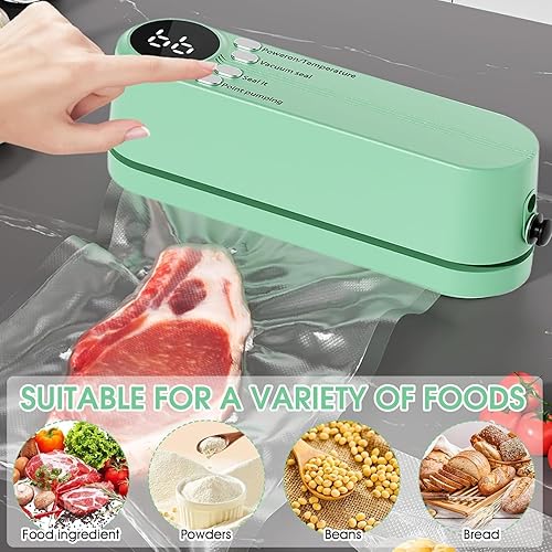 Mini scelleuse sous vide 7 en 1, 3 vitesses, sans fil et pratique, rechargeable, avec 40 sacs sous vide, équipement de mise sous vide, équipement de mise sous vide pour la cuisson sous vide et la cons - Nail Gallerys
