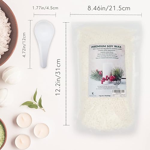 KOOLPUG Cire de Soja pour Bougie, Cire Soja Bougie 1kg/2kg, Cire de Soja, Naturelle Cire Bougie pour la Fabrication de Bougies, Cire Bougie Soja, Cire de Bougie Vegetale(1KG) - Nail Gallerys