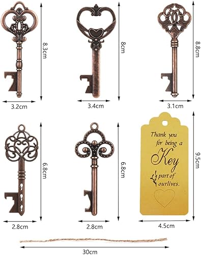 Amindz 10 Pièces Vintage Porte Clef Decapsuleur,Ouvre Clés en Forme avec Étiquettes et Ficelle,Bière Ouvreur Mariage,Clés Ouvreurs de Bouteilles pour la Fête de Mariage Décoration Rustique - Nail Gallerys
