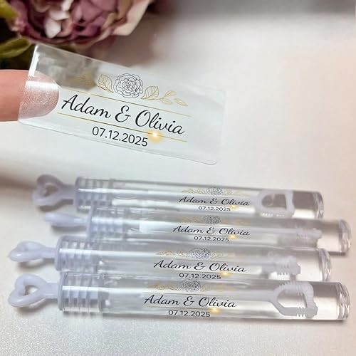 Étiquettes à bulles transparentes personnalisées pour mariage, étiquettes de remerciement rectangulaires (4,5 x 2 cm) - Nail Gallerys