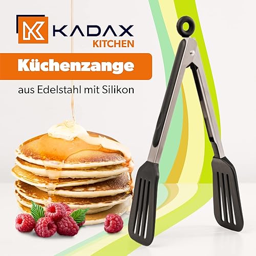 KADAX Pince de cuisine universelle en acier inoxydable avec silicone pince de service, pince de service, pince de cuisine, pour servir, pâtisserie, pâtes, pince à salade (gris foncé) - Nail Gallerys