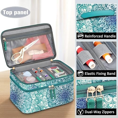 FINPAC Trousse de rangement et de rangement pour accessoires de couture, sac de transport double couche avec coussin d'épingle de poignet pour fils, aiguilles, fournitures de fil à broder, kits de - Nail Gallerys