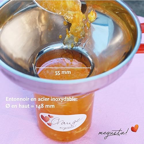 megusta!® Set de mise en conserve 5 pièces | entonnoir acier inoxydable | tamis fin | pince bocal | pince pour ouvrir | aimant pour le couvercle | + etiquettes - Nail Gallerys