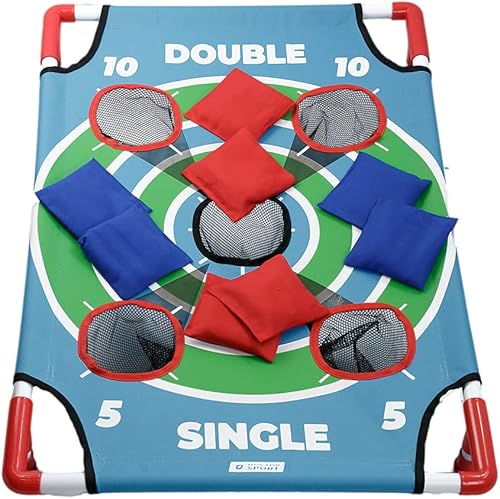 Cornhole Unika Dart 3-in-1 Game - 91x60cm - In Luxus Tragetasche - 8X Wurfbags - Schnelle Aufbau - Rot und Blau - Original Doctor Sport Spiel - Nail Gallerys