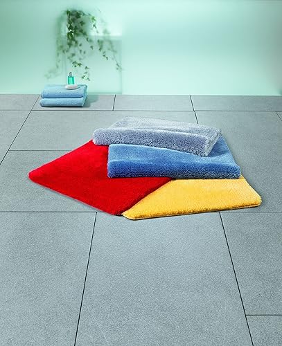Spirella Tapis de Bain Tapis de Douche „Fino“ Tapis à Poil Long 25 mm Moelleux Anti-dérapant Usage avec Chauffage par Le Sol Séchage Rapide 60x90 cm Jaune - Nail Gallerys