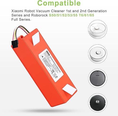 Hvoolee Batterie de Rechange 6500mAh pour Xiaomi Mi Robot Xiaomi Mijia Roborock S50 S51 S55 S5 S6 S7 Q7 Aspirateur Robot Battery - Nail Gallerys