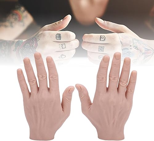 Modèle de main en silicone réaliste, 1 paire souple flexible réutilisable mannequin masculin modèle de main pour l'affichage de la pratique de la peinture de bijoux - Nail Gallerys