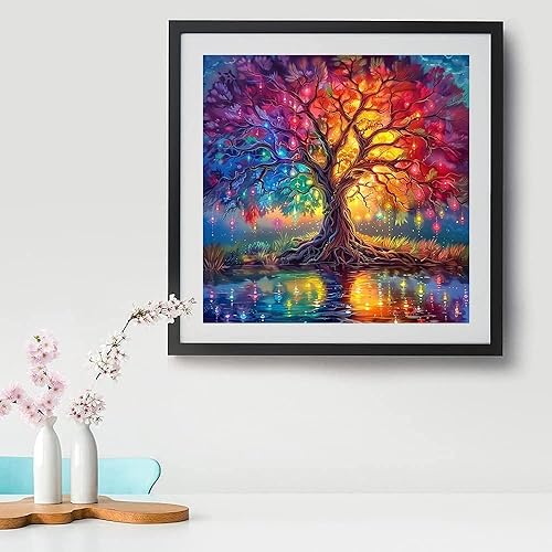 5D Diamond painting Kit de bricolage,peinture diamant arbre de vie,Arbre magique coloré,Kit de peinture diamant,Idéal pour les débutants,adultes et enfants,Décoration Murale à la Maison (30 x 30 cm) - Nail Gallerys