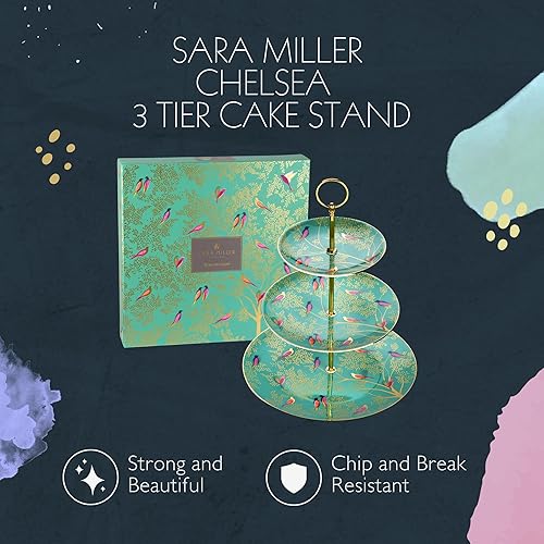 Sara Miller for Portmeirion Chelsea Présentoir à gâteaux 3 étages en céramique Vert 280 x 280 x 60 cm - Nail Gallerys