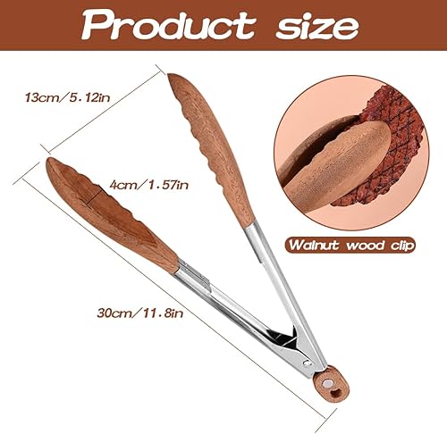 Pince à barbecue en bois et acier inoxydable de qualité supérieure - 30 cm - Avec pointes en bois massif - Pour cuisiner, griller et servir - Nail Gallerys