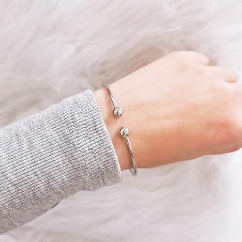 Lot de 6 bracelets joncs extensibles en métal de 60 mm avec extrémité à boule, vierges et réglables pour loisirs créatifs, fabrication de bijoux - Nail Gallerys