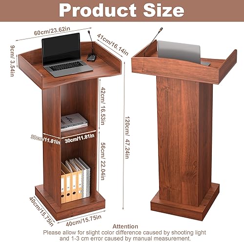 lesolar Podium debout en bois, pupitre d'église debout avec large surface de lecture et étagère de rangement, support de pupitre de salle de classe blanc, bureau de réception client - Nail Gallerys