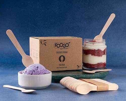 FOOGO Green 1000pcs Cuillères à Dessert en Bois Jetables, Certifiées FSC®, 11cm Petit Couverts Jetables en Forme de Rondes, pour Glaces et Gâteaux, Ecologiques et Robustes, Comme les Couverts Bambou - Nail Gallerys