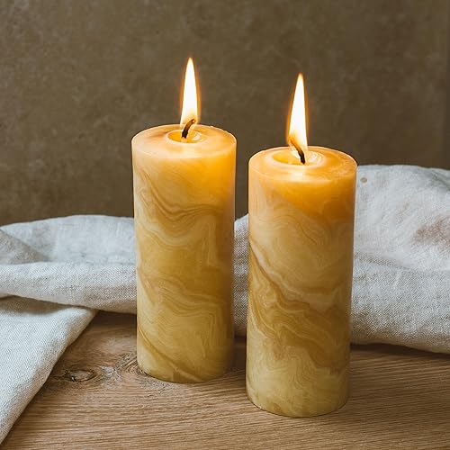 2 solide pilier Bougies de cire d'abeille. Cire d'abeille 100% naturelle, Home et bougies fait à la main. (Taille : 50 Ø 125 H) Idée cadeau – Natural Living par Goldrick - Nail Gallerys