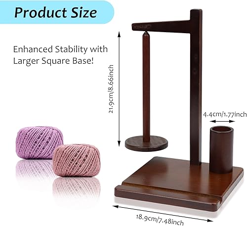 Qivine Dérouleur De Laine, Magnétique Porte Fil en Bois pour Tricot, Support Pelote de Laine, Rotatif de 360° Combiné avec Support de Téléphone Portable pour Crocheter et Tricoter - Nail Gallerys