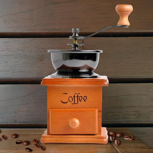 Moulin à grains de café - Moulin à café vintage en bois - Moulin à café manuel avec bavures - Moulin à café antique - Pour la maison, la cuisine, le bureau, les voyages - Nail Gallerys