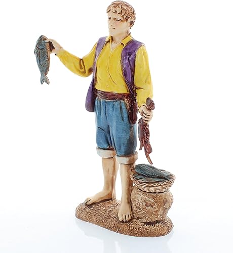 Moranduzzo Pêcheur Napolitain pour Crèche de 12 Cm Échelle 1:15-Figurines de Crèche Indestructibles-Style 700', Peinture Finition à la Main, Produit Officiel, Fabriqué en Italie, Sculpteur M. Landi - Nail Gallerys