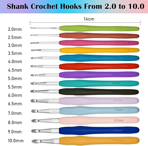 Gigmeta Lot de 14 Aiguilles à Crochet, Kit pour Adultes Débutants, Ensemble avec Poignées en Caoutchouc Ergonomiques, Cadeau Sœur - Nail Gallerys