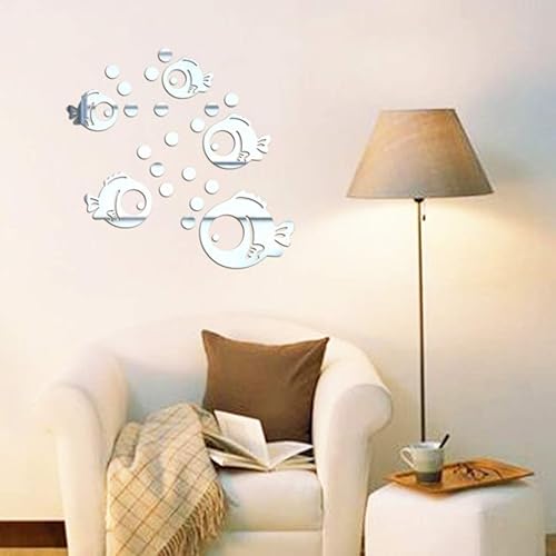 SEWACC De Poissons Acrylique Miroir Stickers Muraux 3D Wall Sticker Miroir Rond Miroir Acrylique Stickers Muraux Stickers Muraux Peintures Murales pour Salle De Bains Chambre Salon - Nail Gallerys