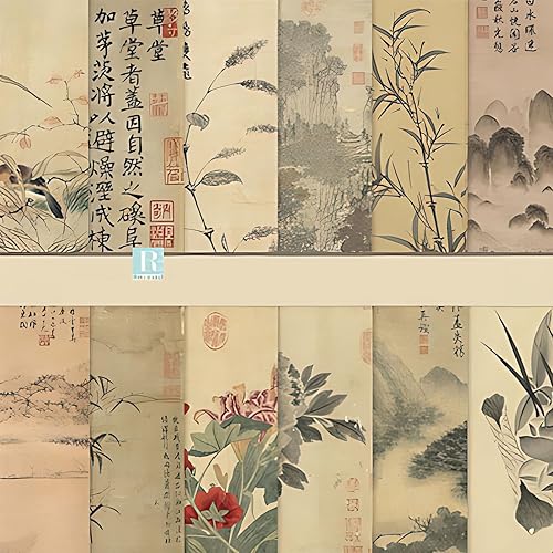 Papier de scrapbooking vintage, 24 feuilles/12 motifs de papier pour scrapbooking 15,2 x 15,2 cm de style chinois japonais pour loisirs créatifs (1 paquet de style chinois + 1 paquet de style japonais - Nail Gallerys