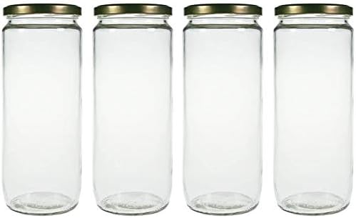 mikken Lot de 4 bocaux de conservation en verre avec couvercle à visser 1,1 l - Nail Gallerys