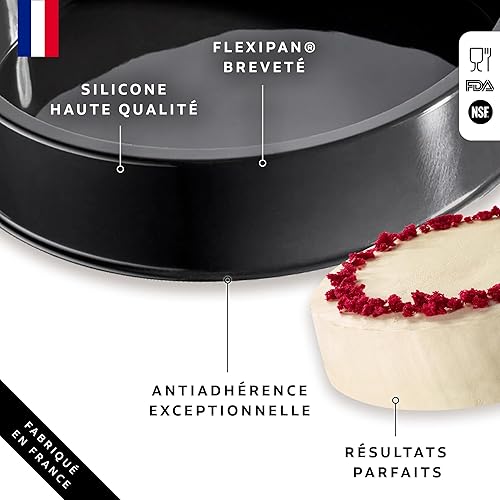 Flexipan Moule Gateau Rond – Patisserie, Tarte, Cake, Entremets - Plat Four Multi-Usages, Cuisson Homogène, Antiadhésif, Profondeur Optimale - Accessoire Démoulage Facile - Anniversaire, Occasions - Nail Gallerys