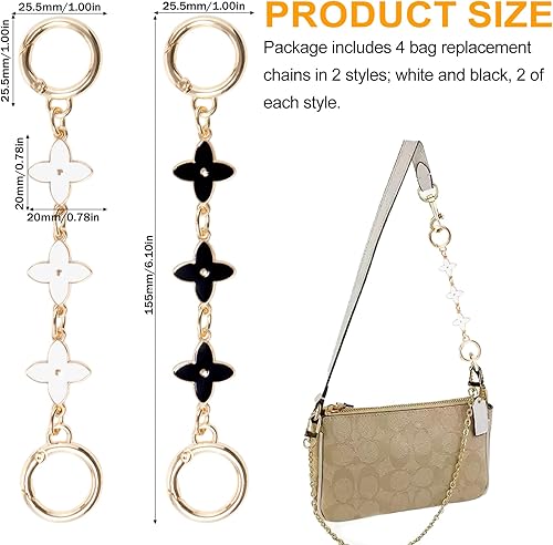 Keboyoe 4 Pièces Rallonge Sangle Sac à Main Doré Chaîne d'Extension de Sac, Chaine Rallonge Bandoulière de Sac à Main Extender Sac à Main en Alliage Accessoire de Remplacement Sangles 16 cm - Nail Gallerys