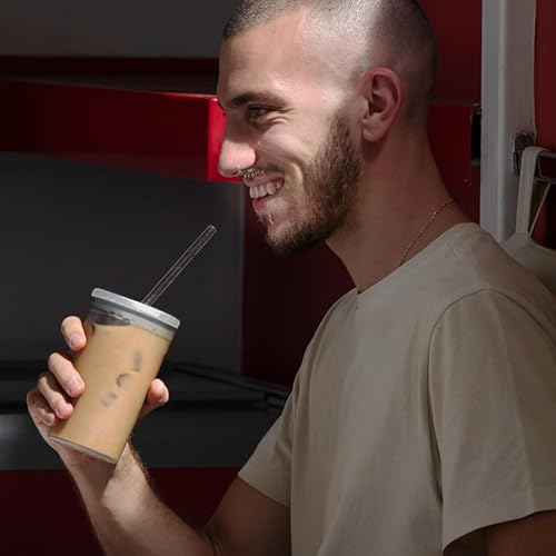 Ecoffee Cup Frio Tasse à boisson froide réutilisable avec paille – Gobelet à café glacé en PLA, sans mélamine et passe au lave-vaisselle – Idéal pour lattes glacés et frappés – 470 ml - Nail Gallerys