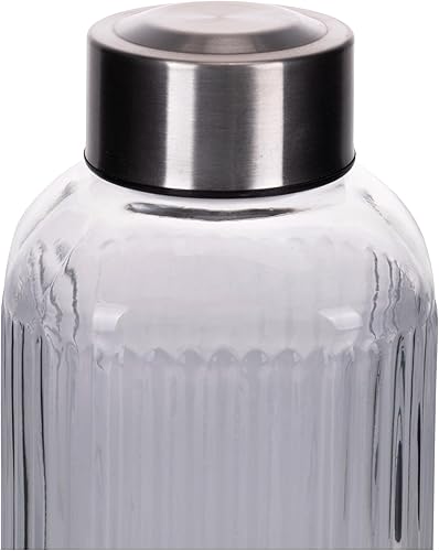 Villa d'Este Home Tivoli 1996 Lot de 3 bouteilles d'eau 1l en verre, bouchon en plastique PP et acier inoxydable, cristal de lune - Nail Gallerys