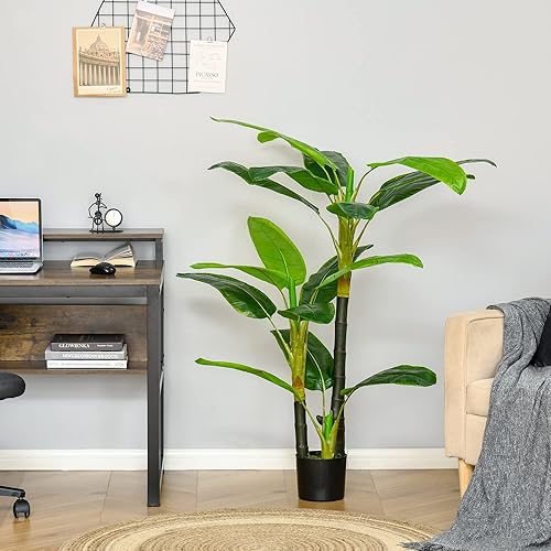 HOMCOM Plantes artificielles 150 cm Plantes artificielles en Pot Bananier Artificiel Arbre Artificiel Plante d'intérieur Plante décorative Plante de Bureau Pot en Plastique pour l'intérieur et - Nail Gallerys