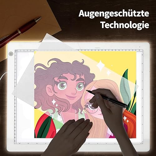 Table lumineuse A4, 36 x 27 cm, avec support et clips, ultra fine, boîte lumineuse super lumineuse pour dessin, dessin, croquis. Luminosité réglable - Nail Gallerys