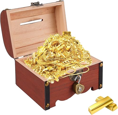 Coffre Au TréSor en Bois, Vintage Coffre en Bois, Tirelire Coffre Boite en Bois, avec Serrure de Rangement pour Les Loisirs, pour Le Stockage Et La DéCoration - Nail Gallerys